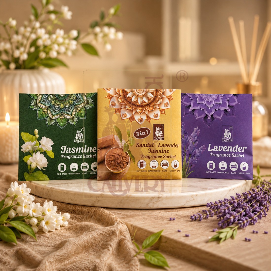 3 in 1 Fragrance Sachet (Sandal / Lavender / Jasmine)
