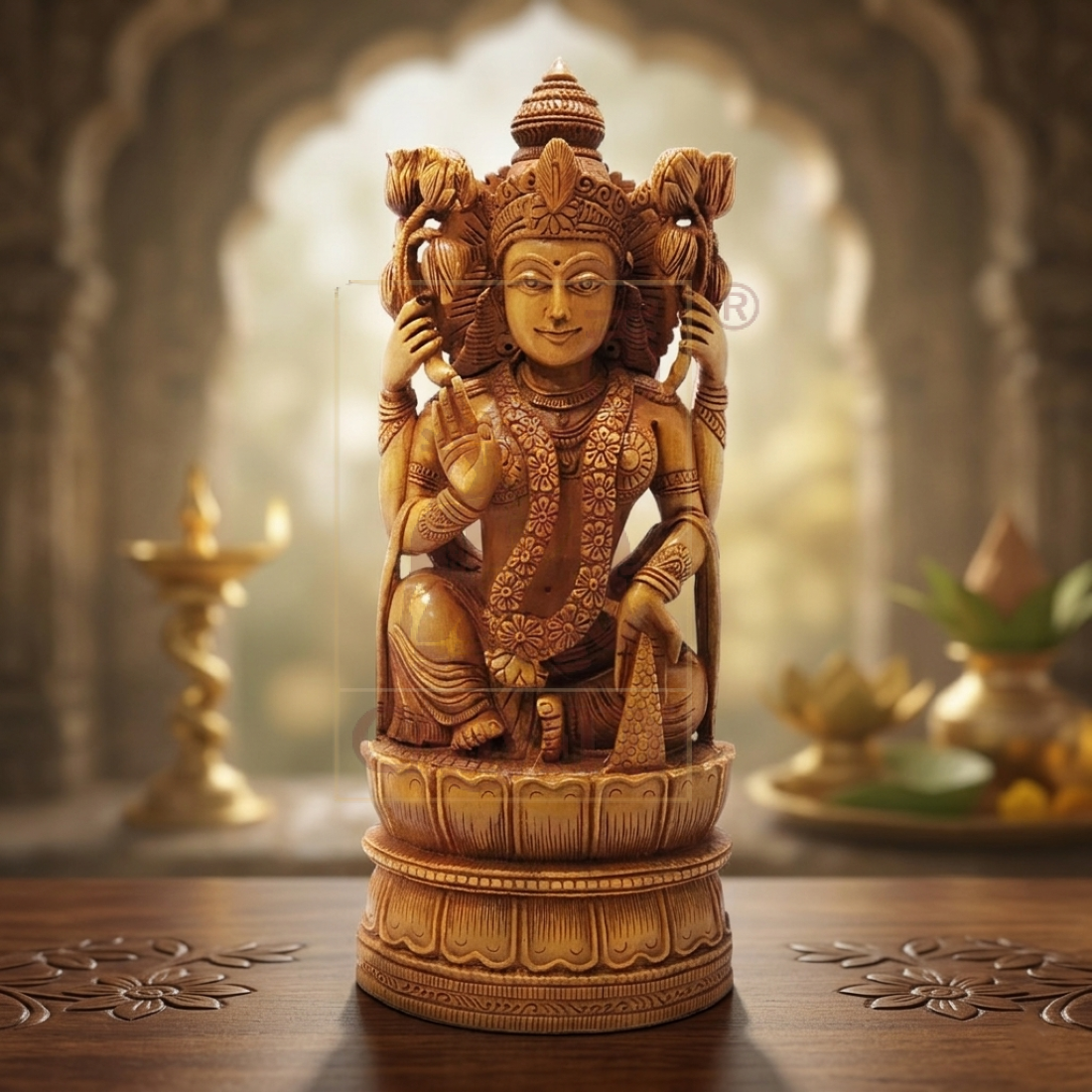 Sandalwood Sitting Lakshmi 10"
