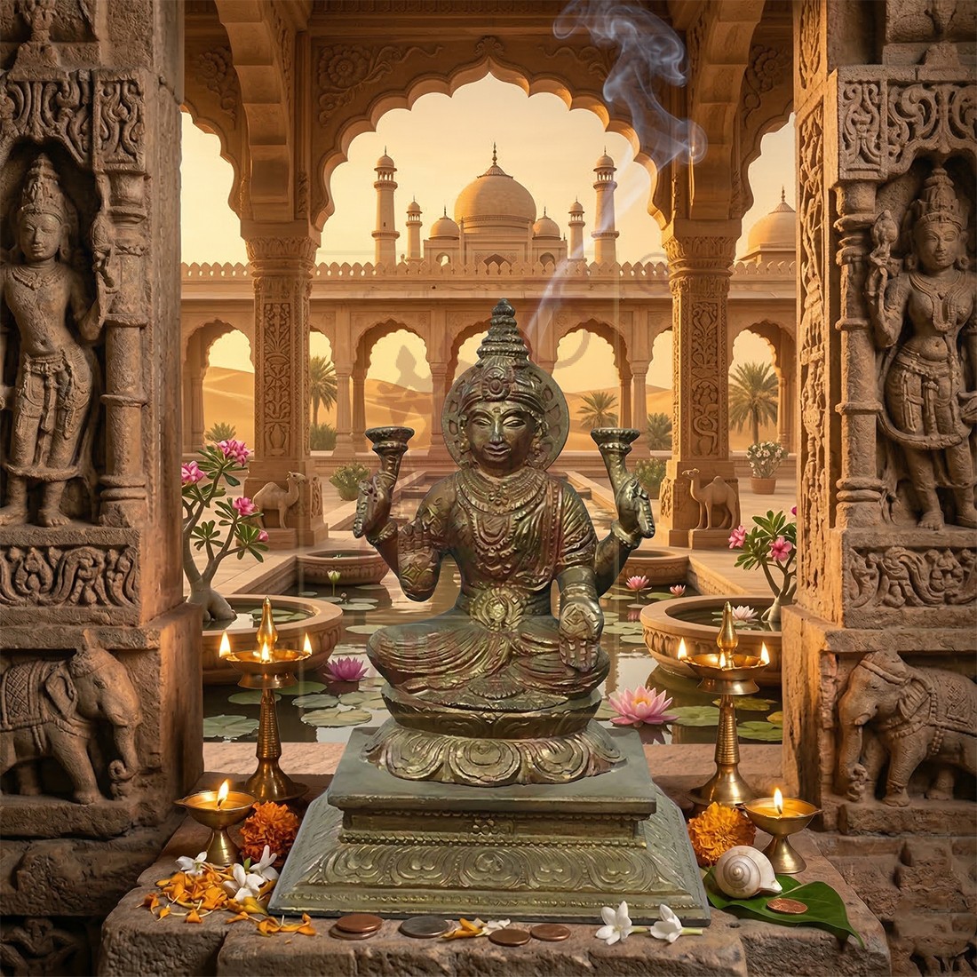 Bronze Lakshmi with Prabhavali 9"