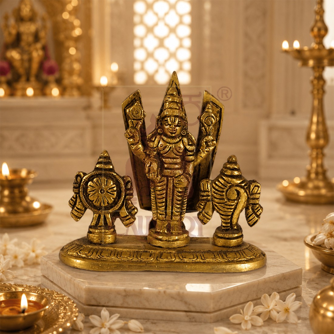 Brass Balaji Shanka Chakra 3.75