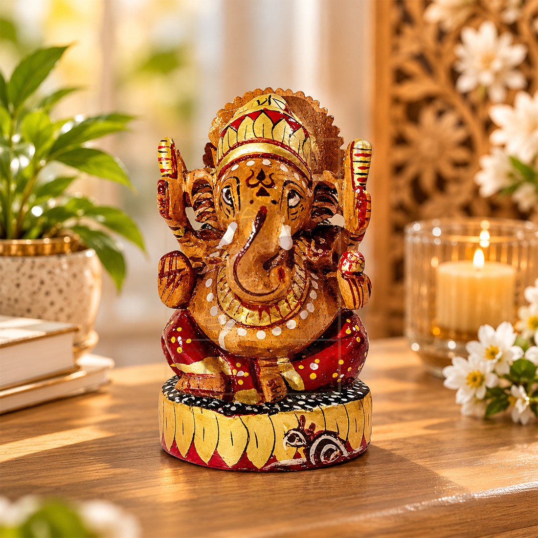 Ganesha Open Painted 3"