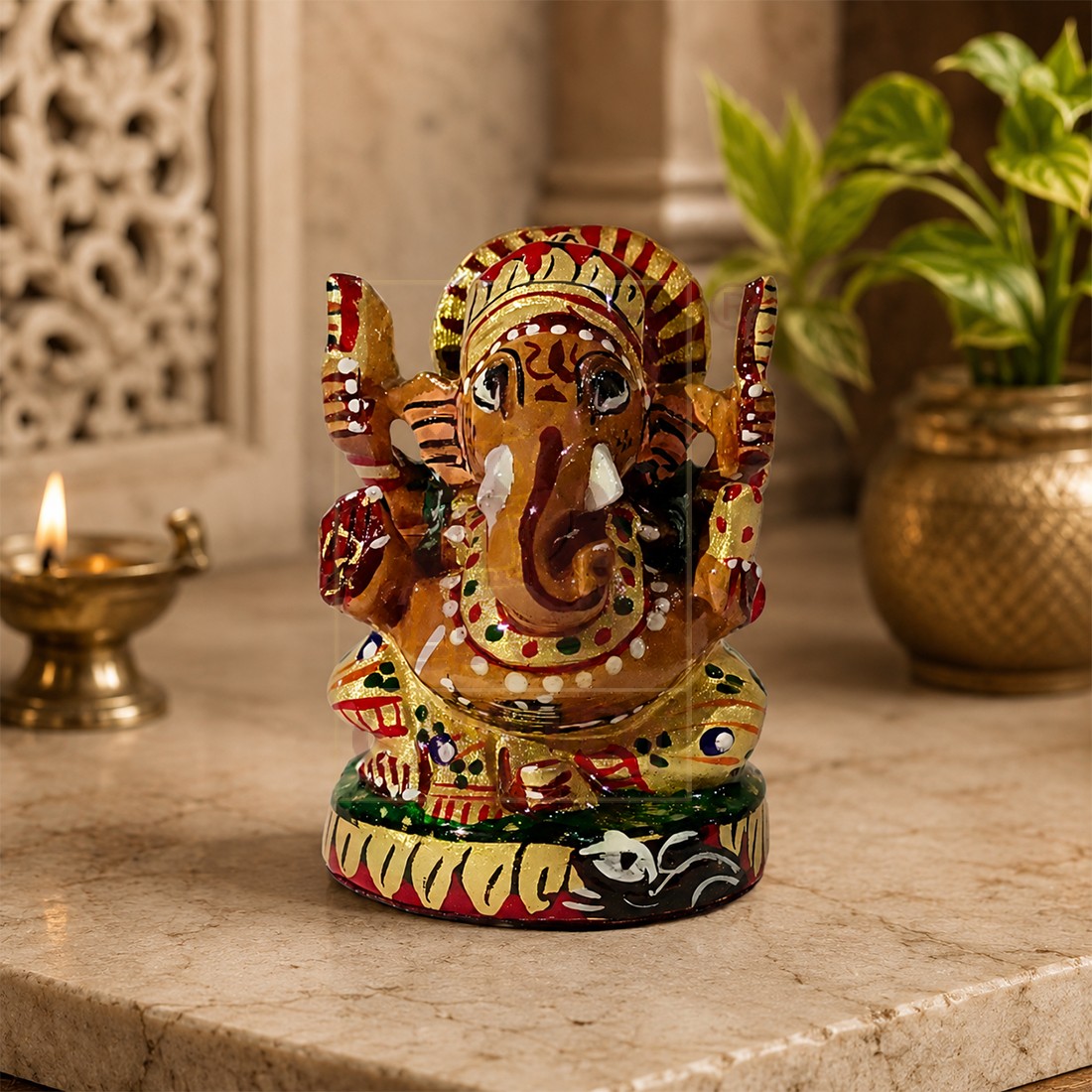 Ganesha Open Painted 2"