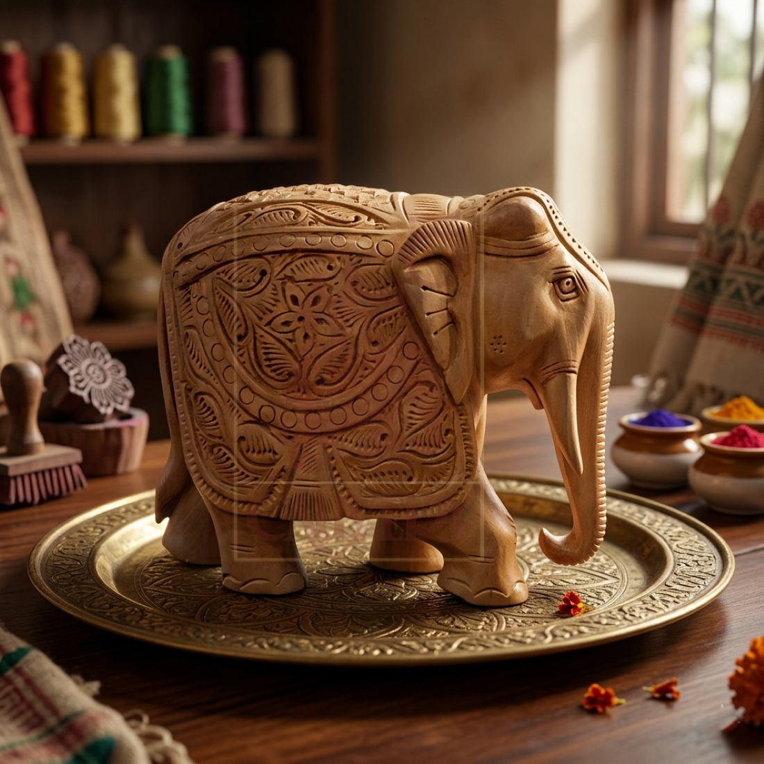 Elephant Carved 5"