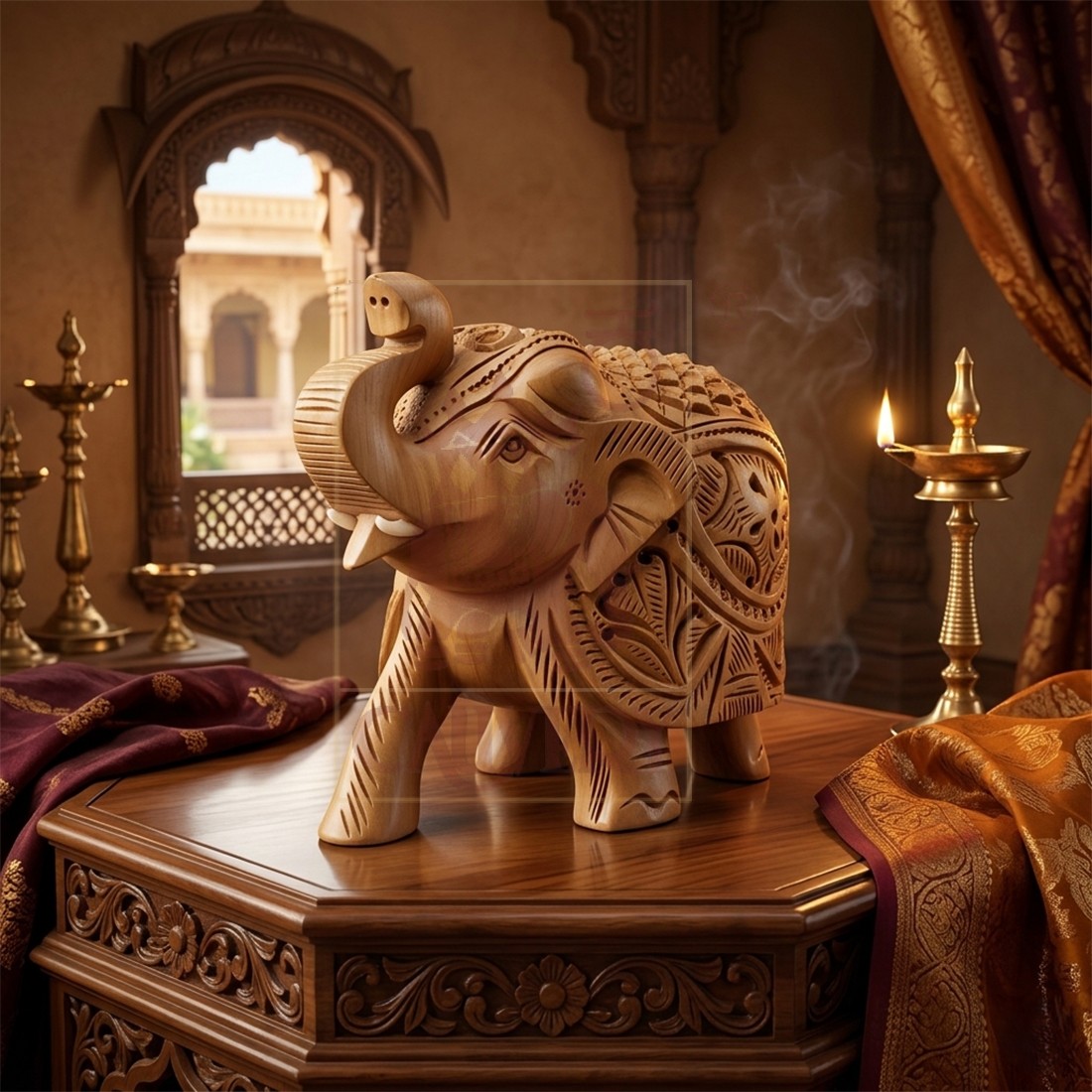 Elephant Carving Trunk Up 4