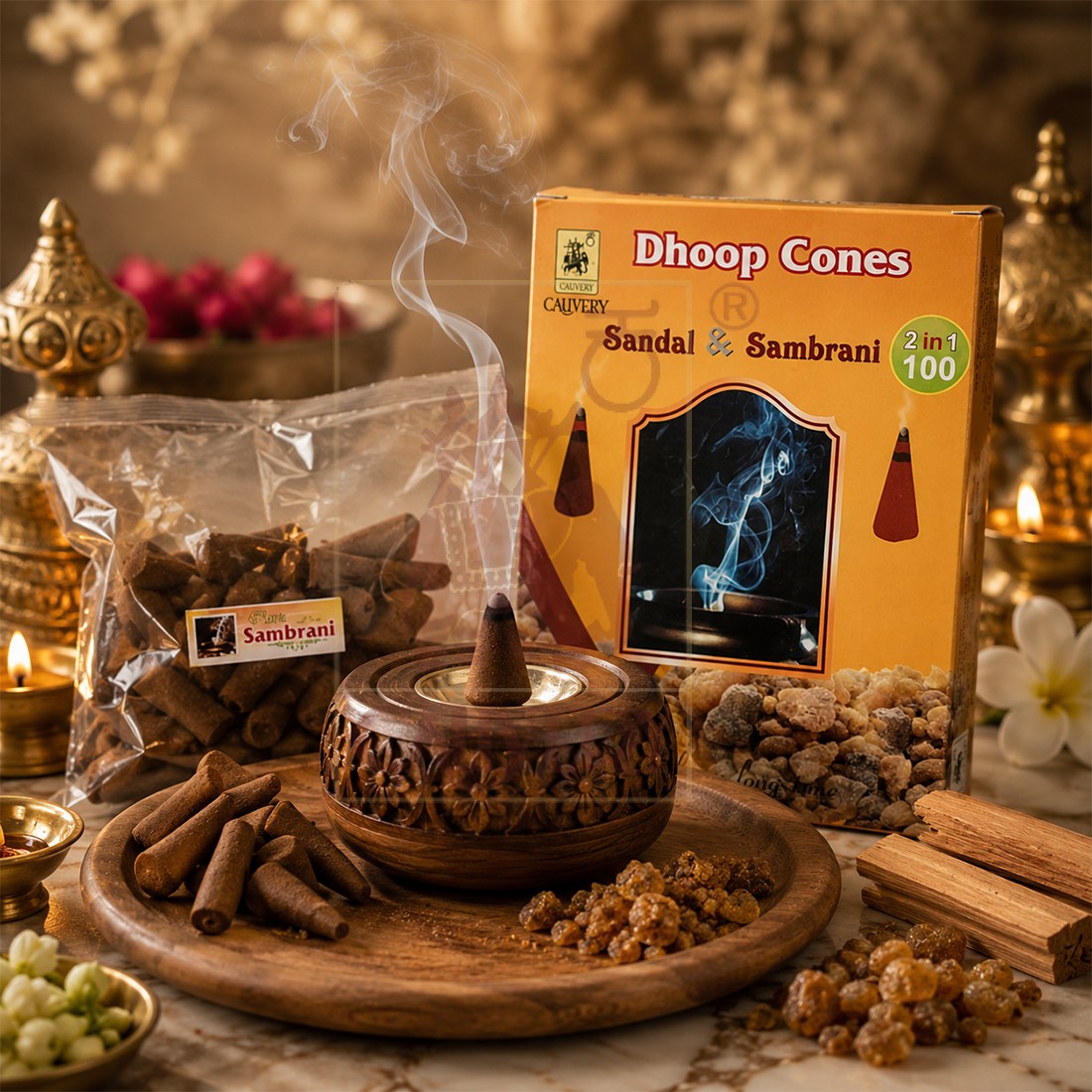 2 in 1 Sandal & Sambrani Dhoop Cones
