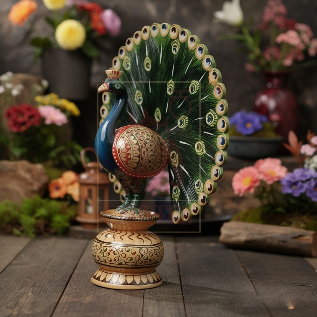 Peacock Painted 10"