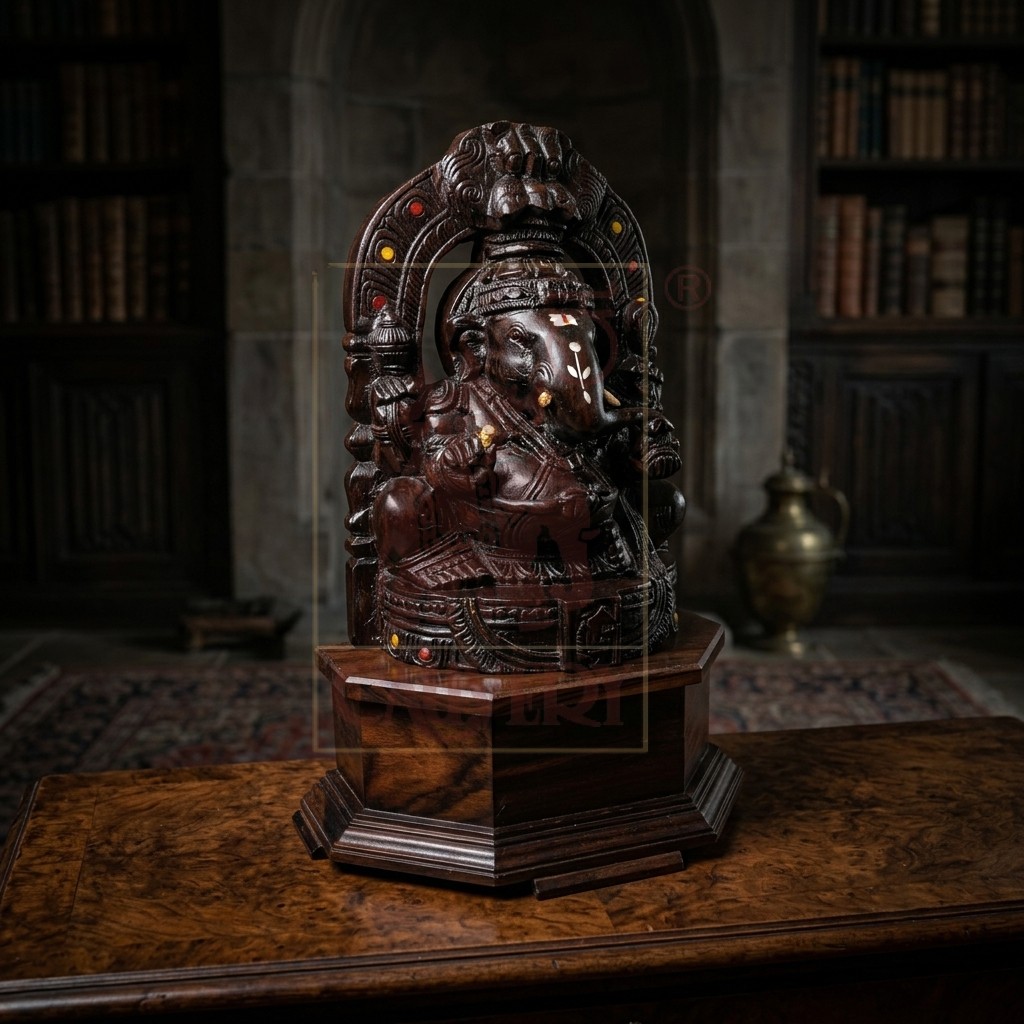Rosewood Carving Ganesha 12"