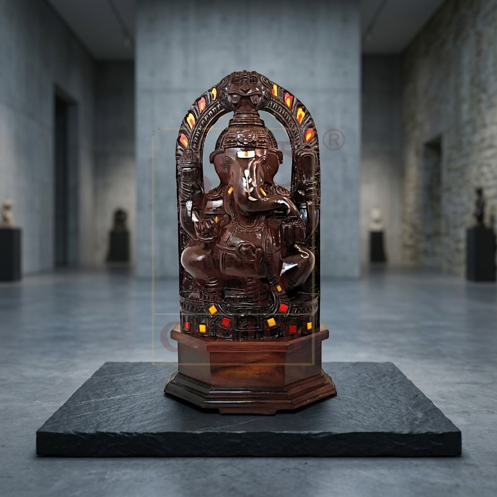 Rosewood Carving Ganesha 15"