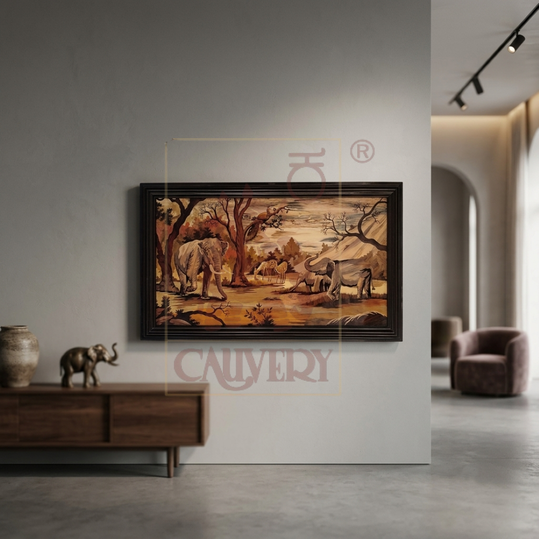 Rosewood Inlay Wall Panel - Forest Scenery