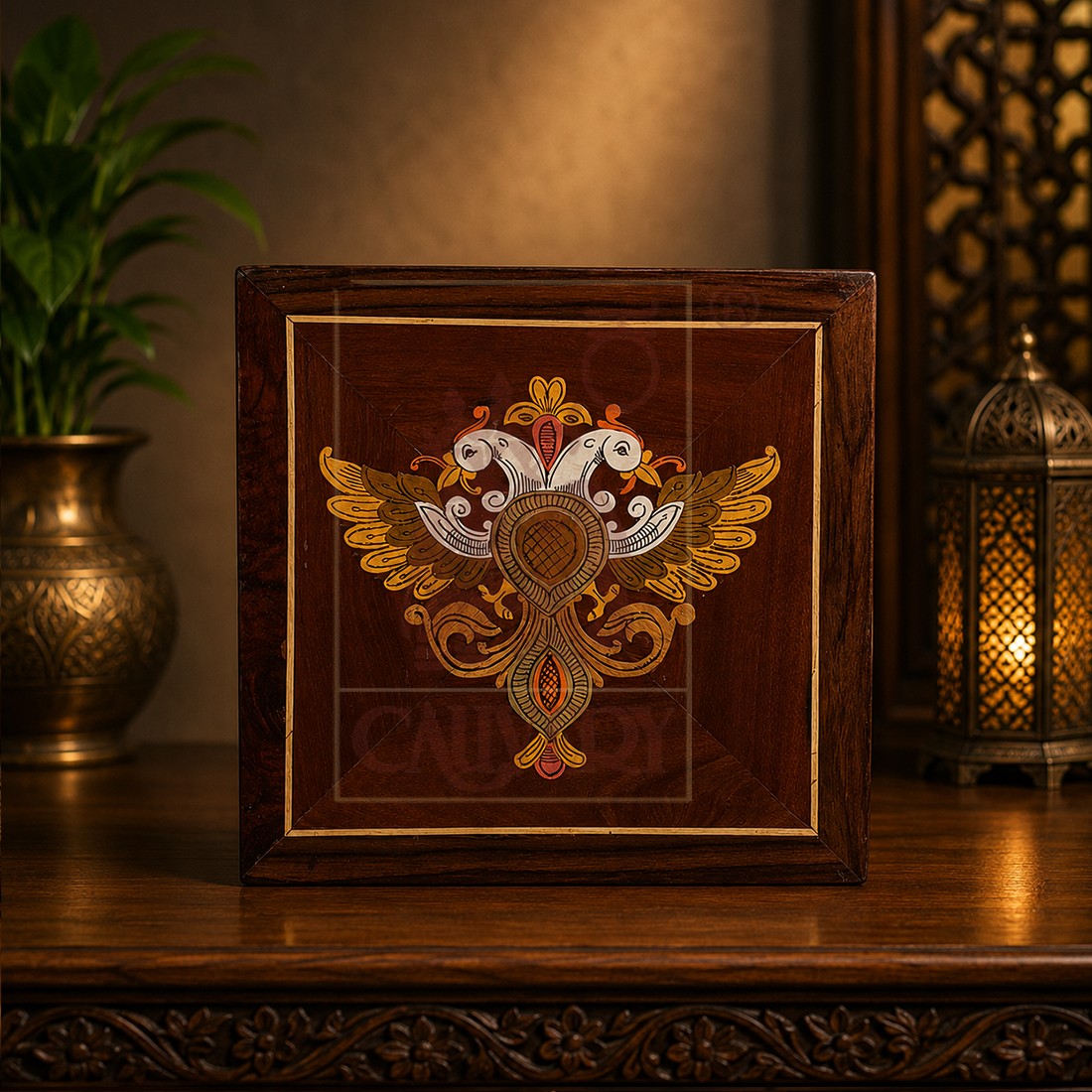 Rosewood Wall Panel - Gandaberunda 12"x12" 