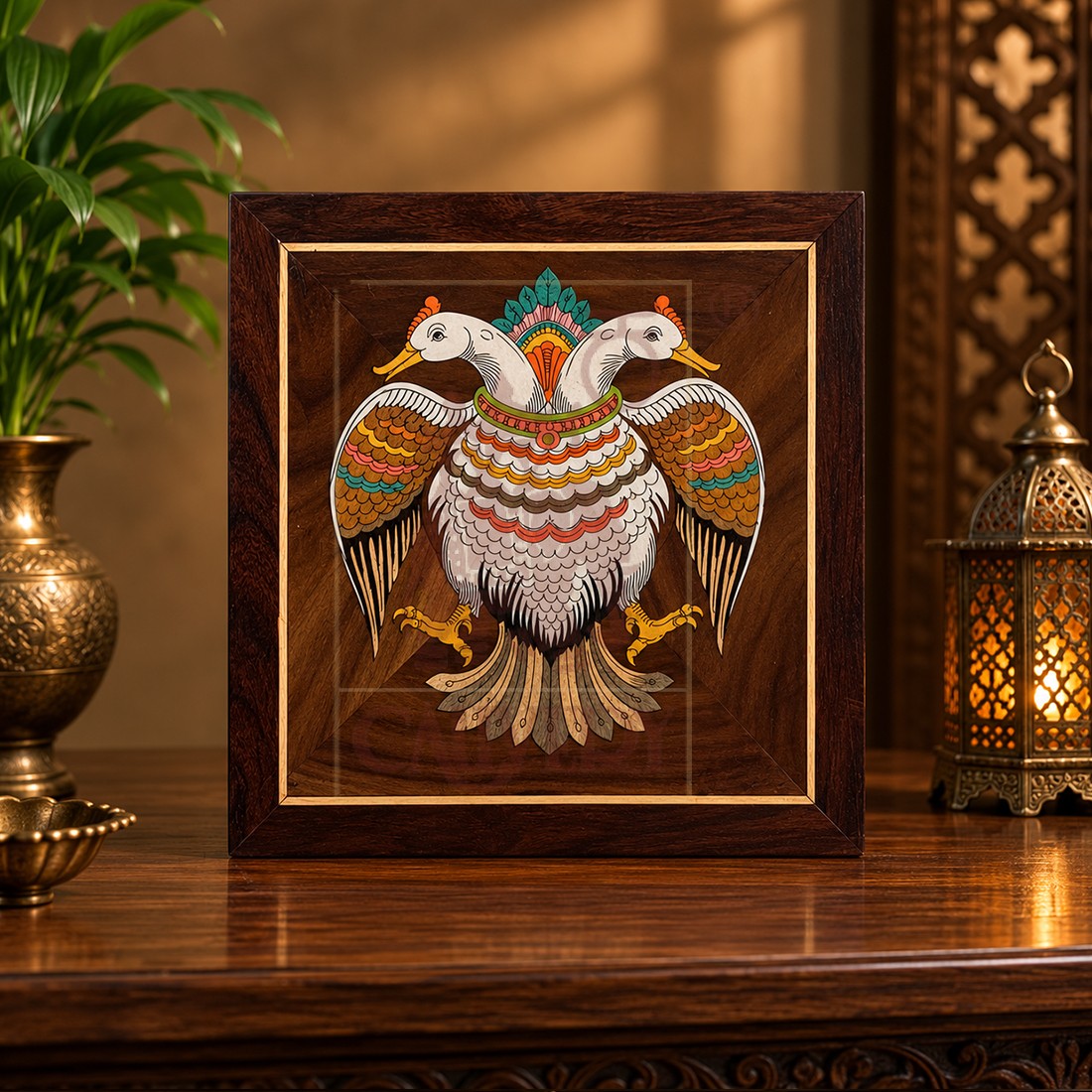 Rosewood Wall Frame - Gandaberunda 12"x12"