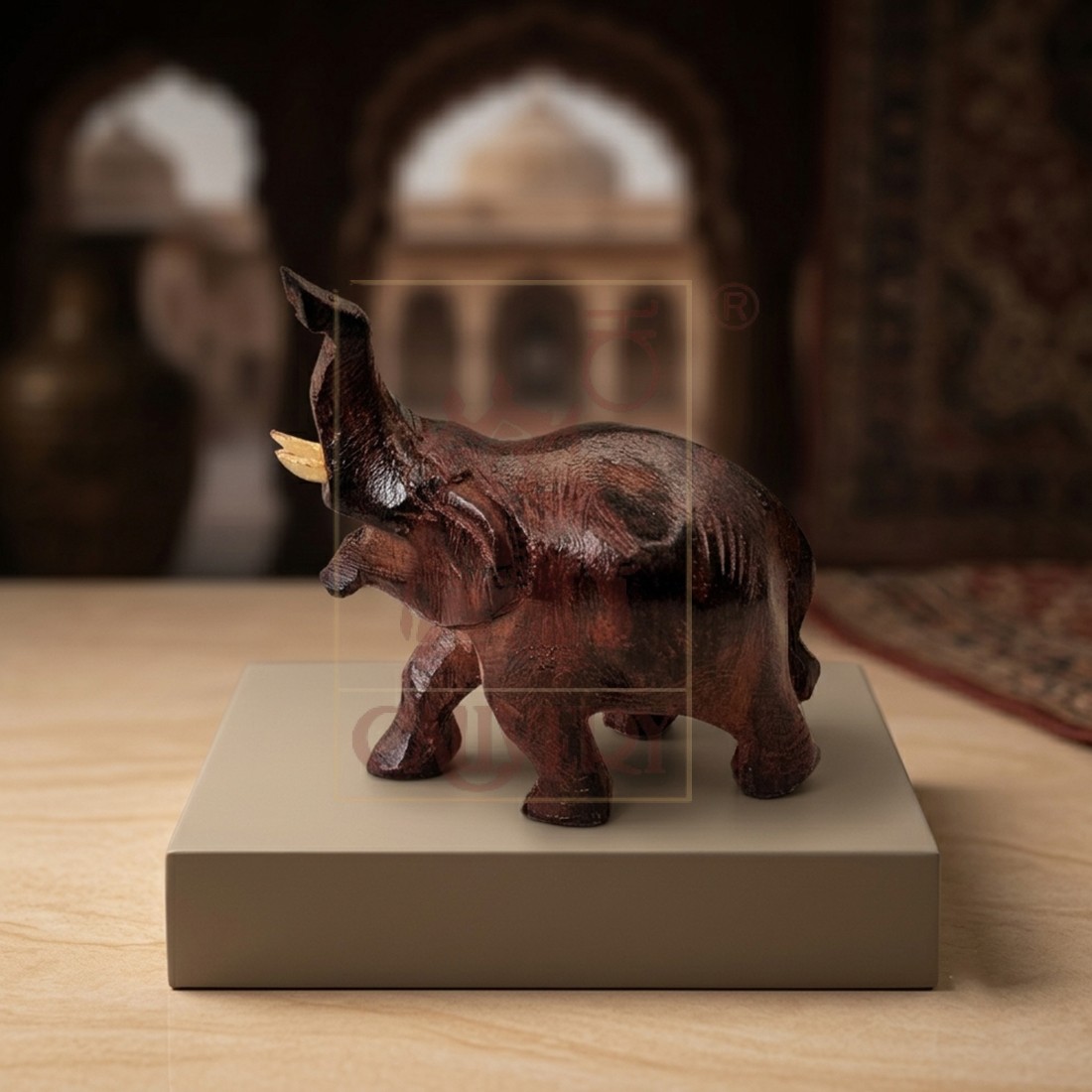 Rosewood Trunk Up Elephant 1.5"