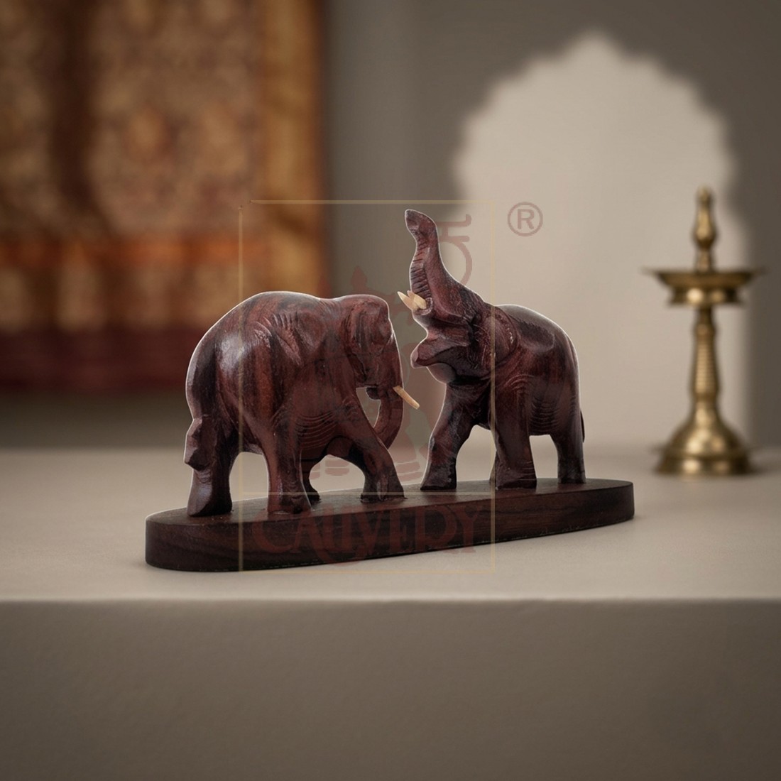 Rosewood Fighting Elephant 2" 