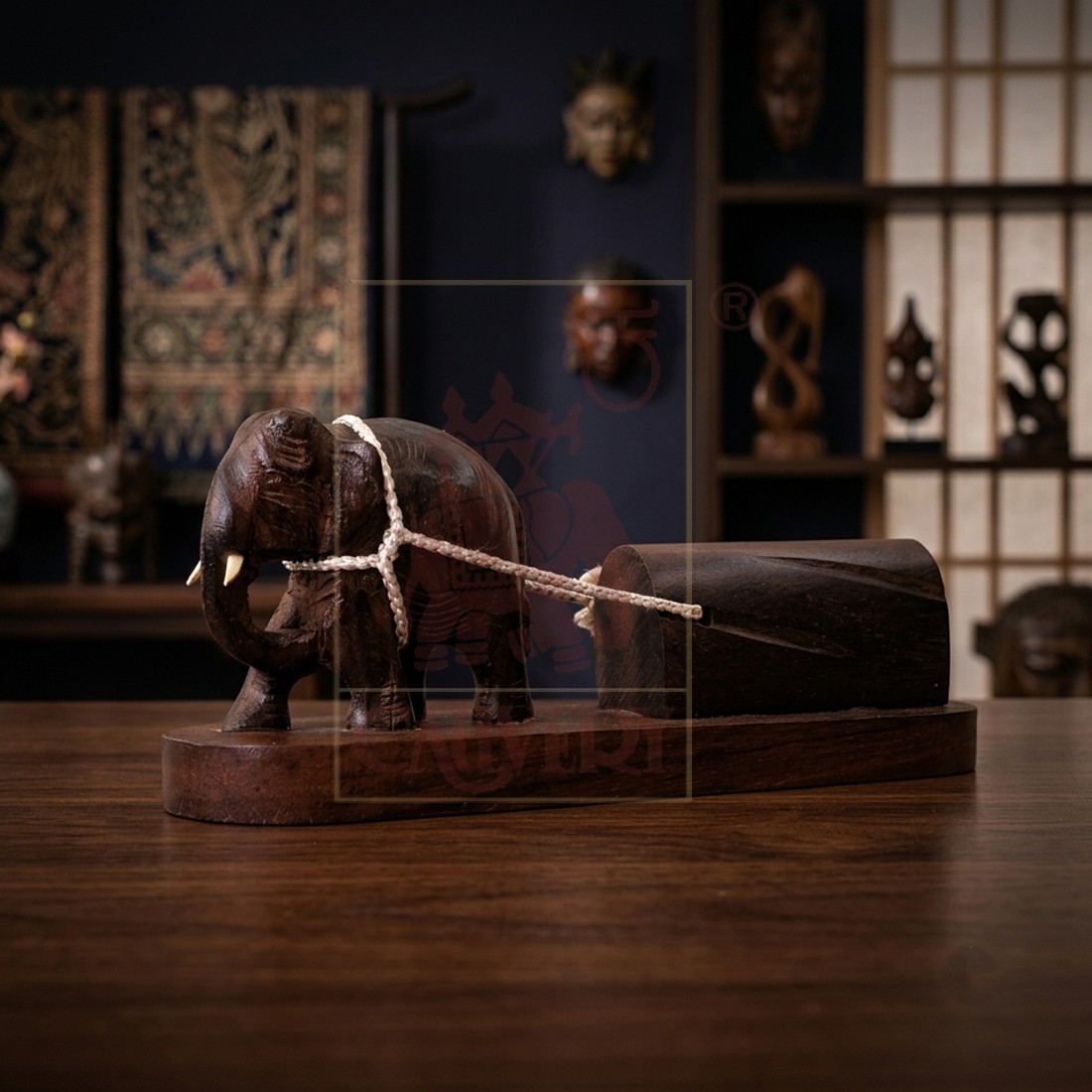 Rosewood Log Elephant 2"