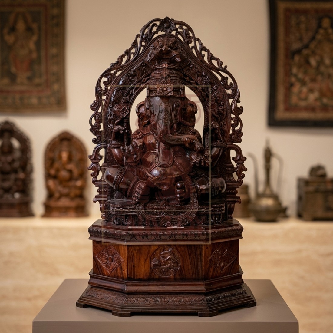 Rosewood Carving Ganesh 42"