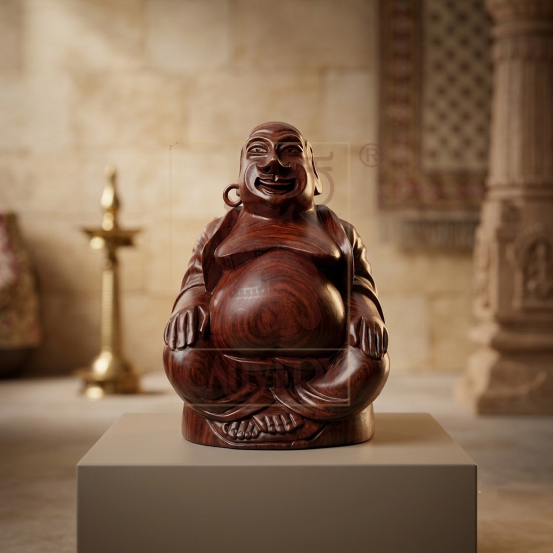 Rosewood Laughing Buddha 10"