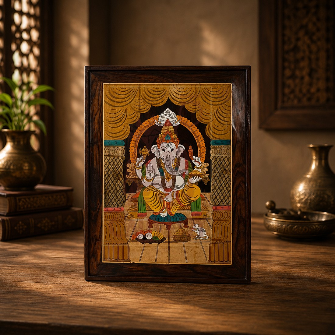 Rosewood Inlay Wall Frame - Ganesha 19"x25"