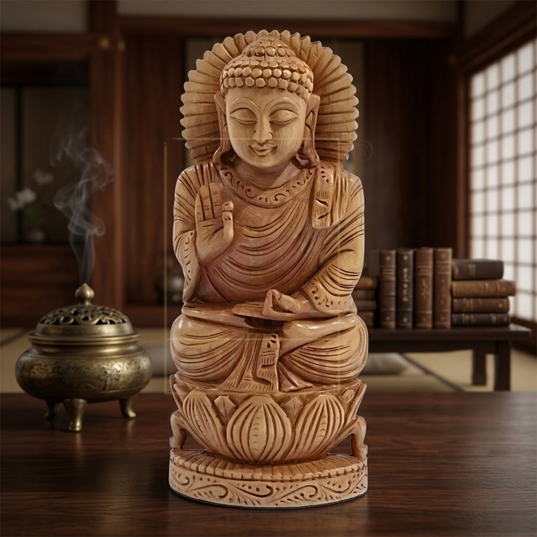 Sandalwood Buddha Sitting 6"