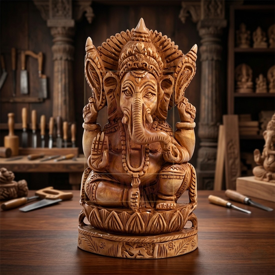 Sandalwood Ganesha on Kamal 5"