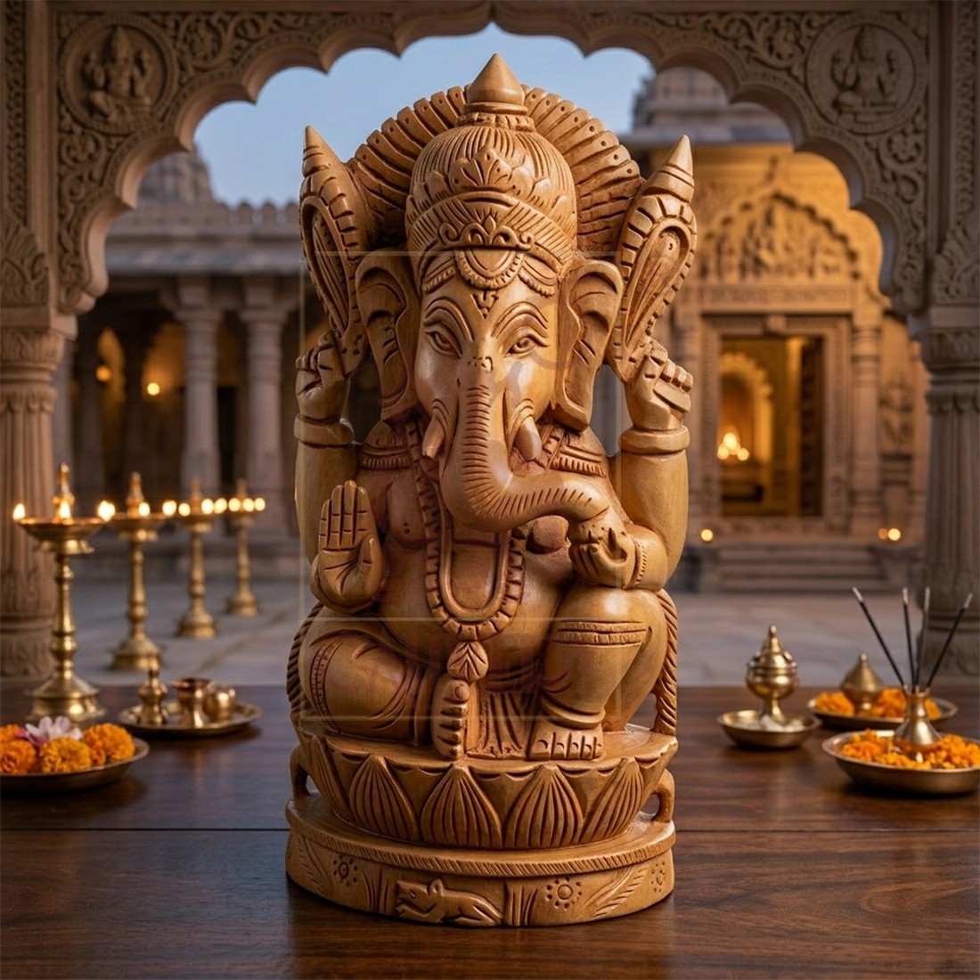 Sandalwood Ganesha on Kamal 6"