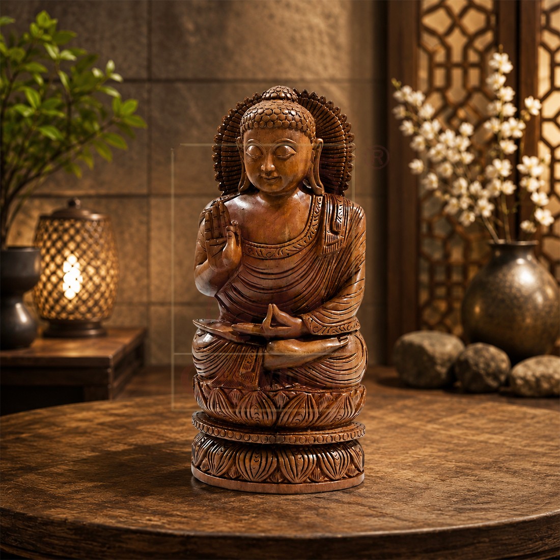 Sandalwood Buddha Sitting 8"