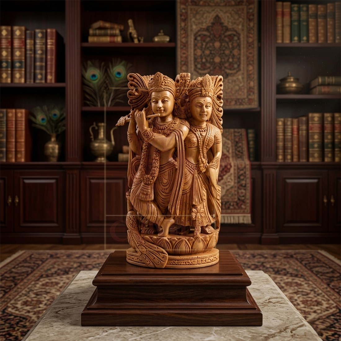 Sandalwood Special Carved Radha Krishna
