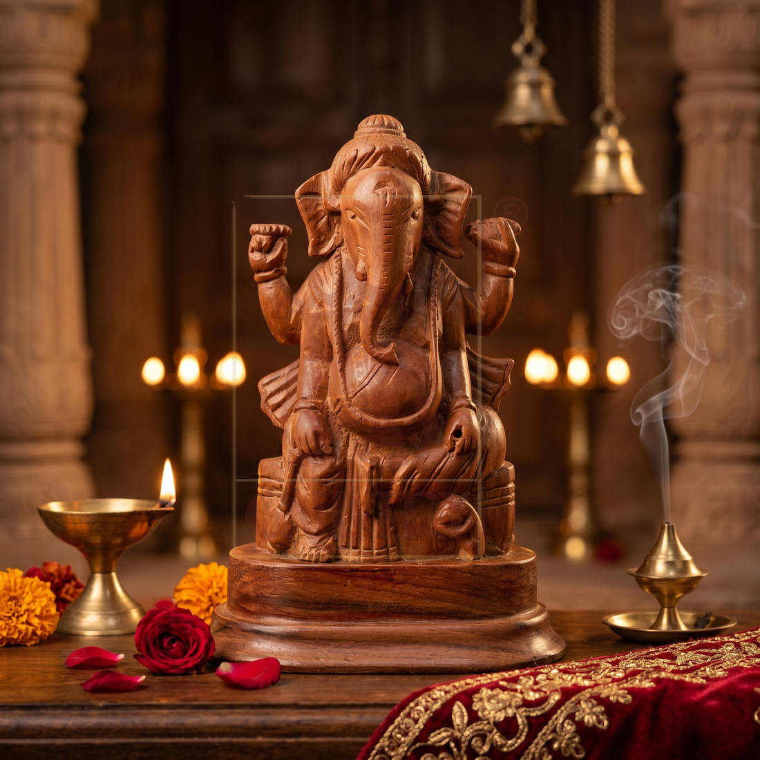 Sandalwood Ganesha Figure 3"