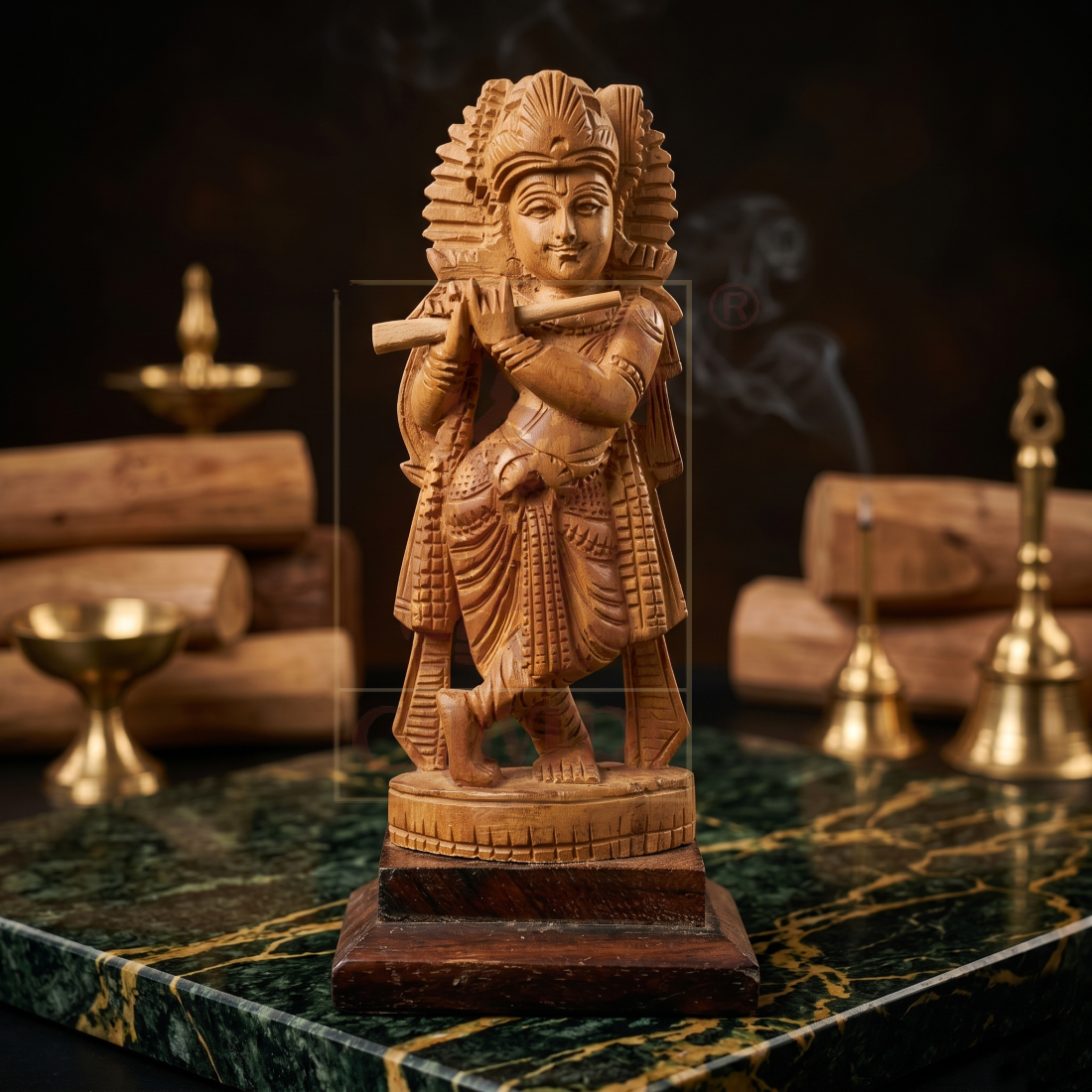 Sandalwood Krishna 4"