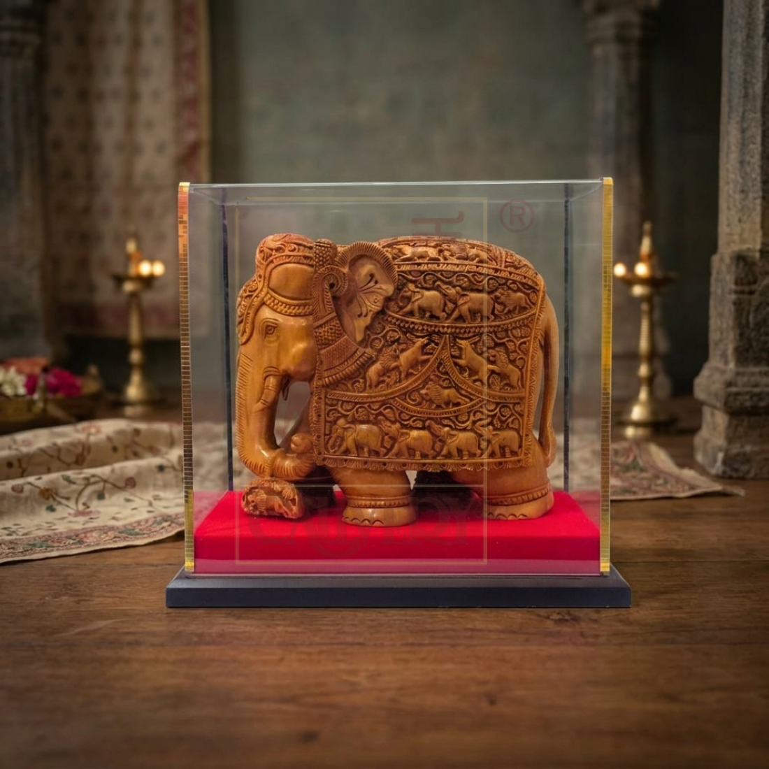 Sandalwood Special Carved Elephant 8"