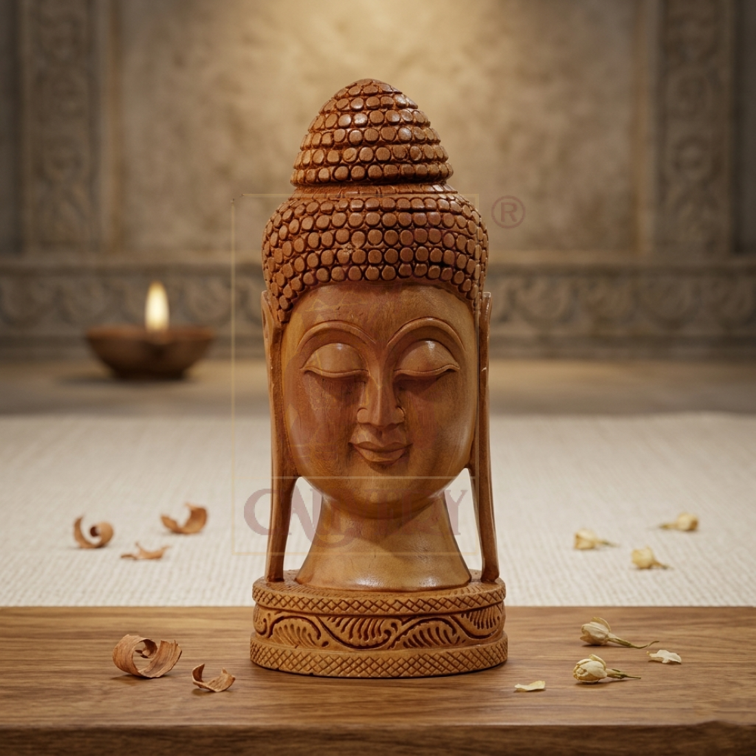 Sandalwood Buddha Head 5"
