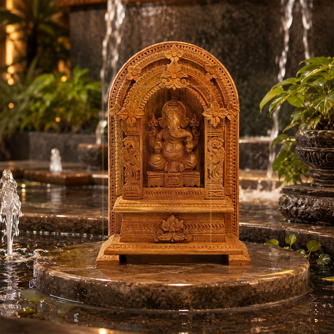Sandalwood Double Arch Ganesha 2 1/2" 