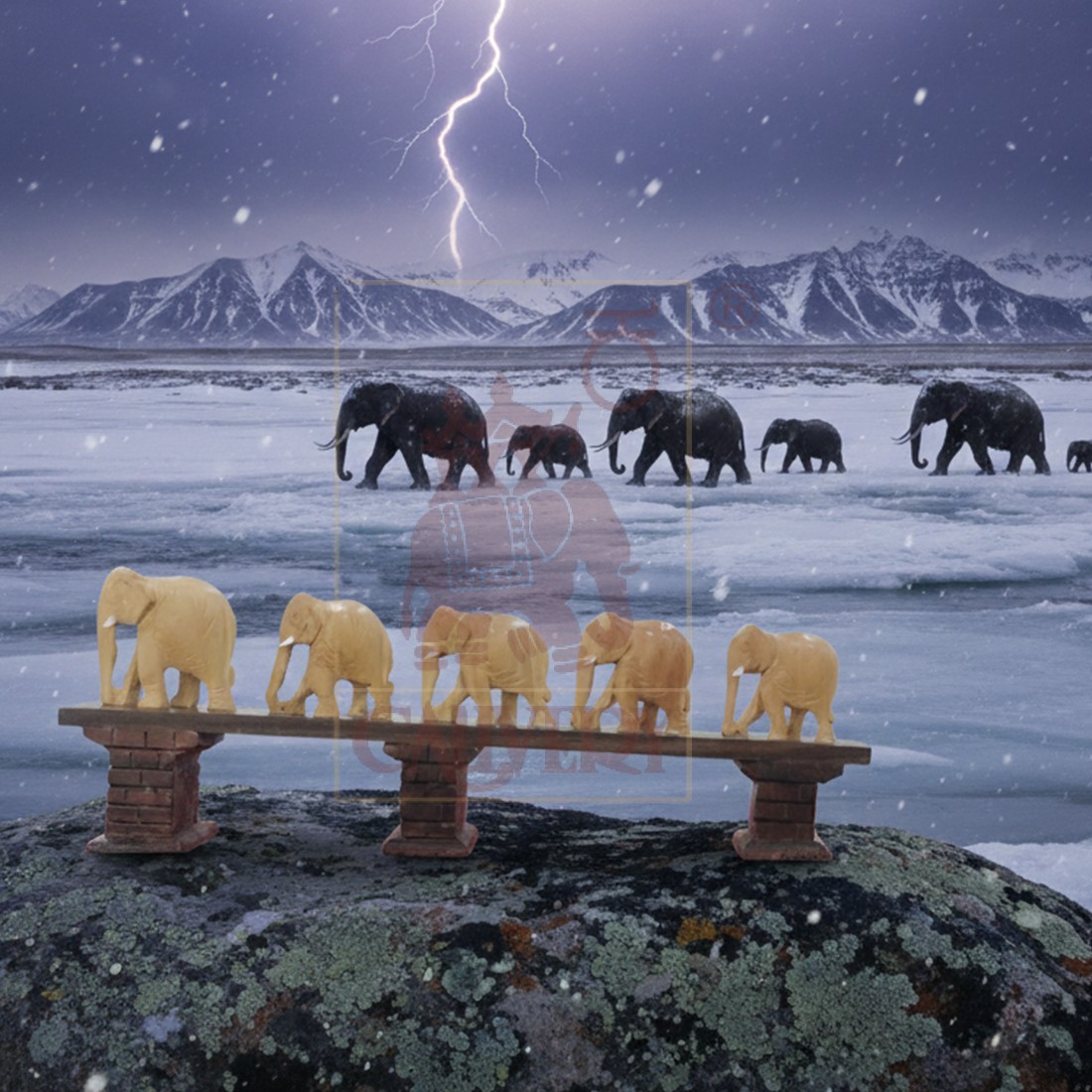 Sandalwood Bridge Elephant Set 1.5"