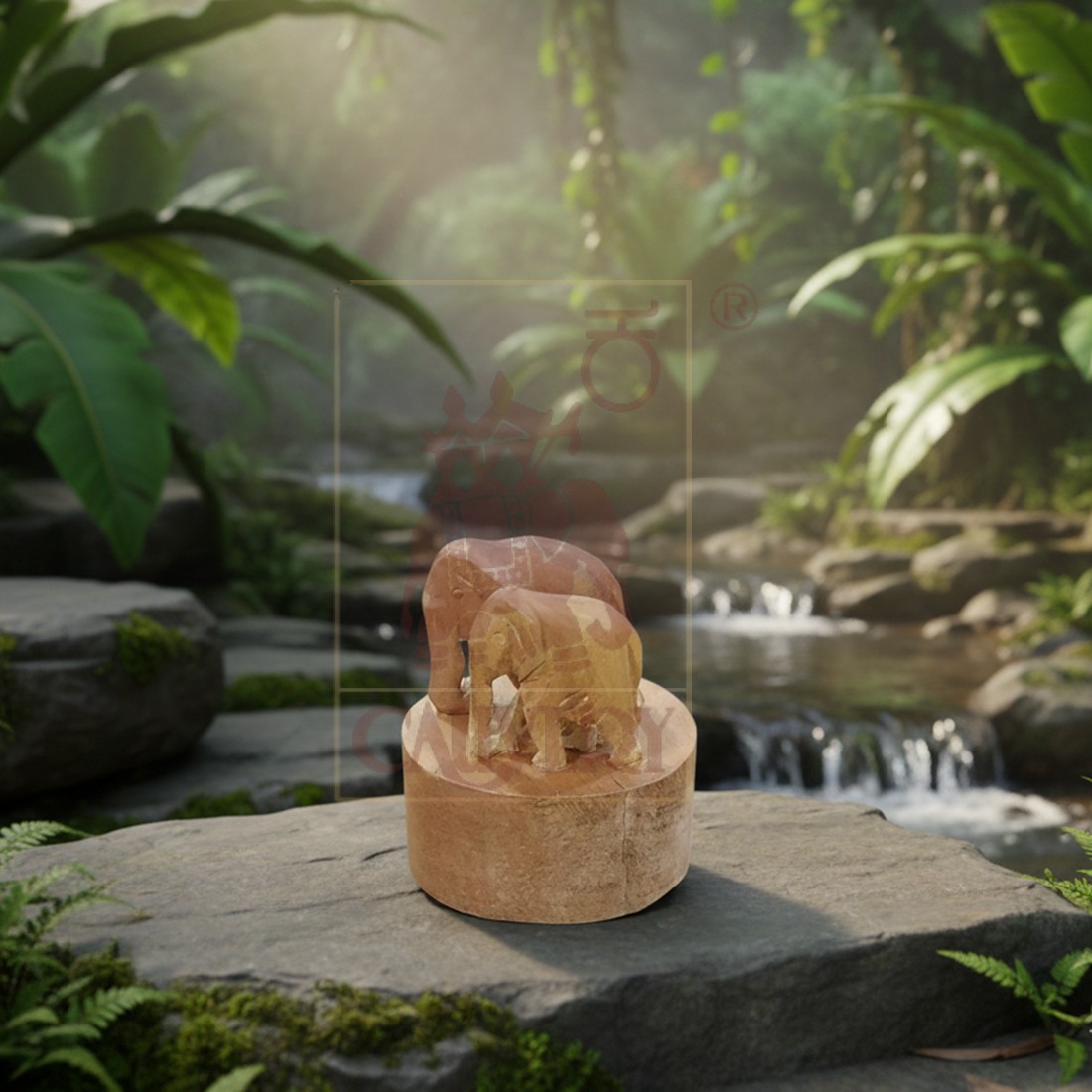 Sandalwood Single Elephant Stand Fully