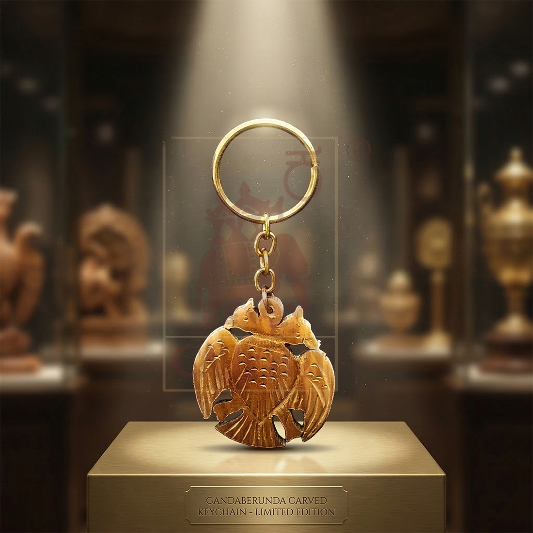 Sandalwood Gandaberunda Key Chain 1.5"