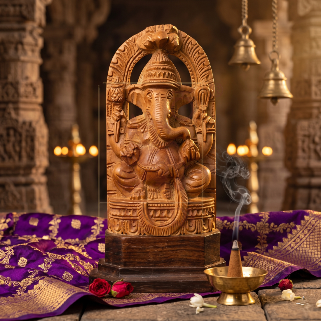 Sandalwood Ganesha Figure Big 6"