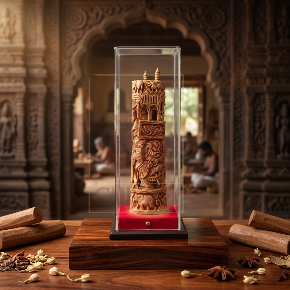 Sandalwood Special Carved Ambari 7"