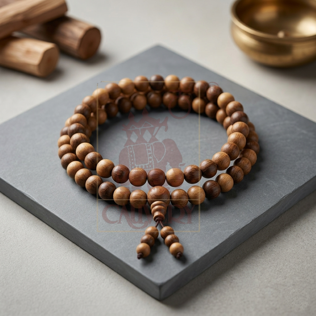 Sandalwood Japamala (108 Beeds) 10mm - 001