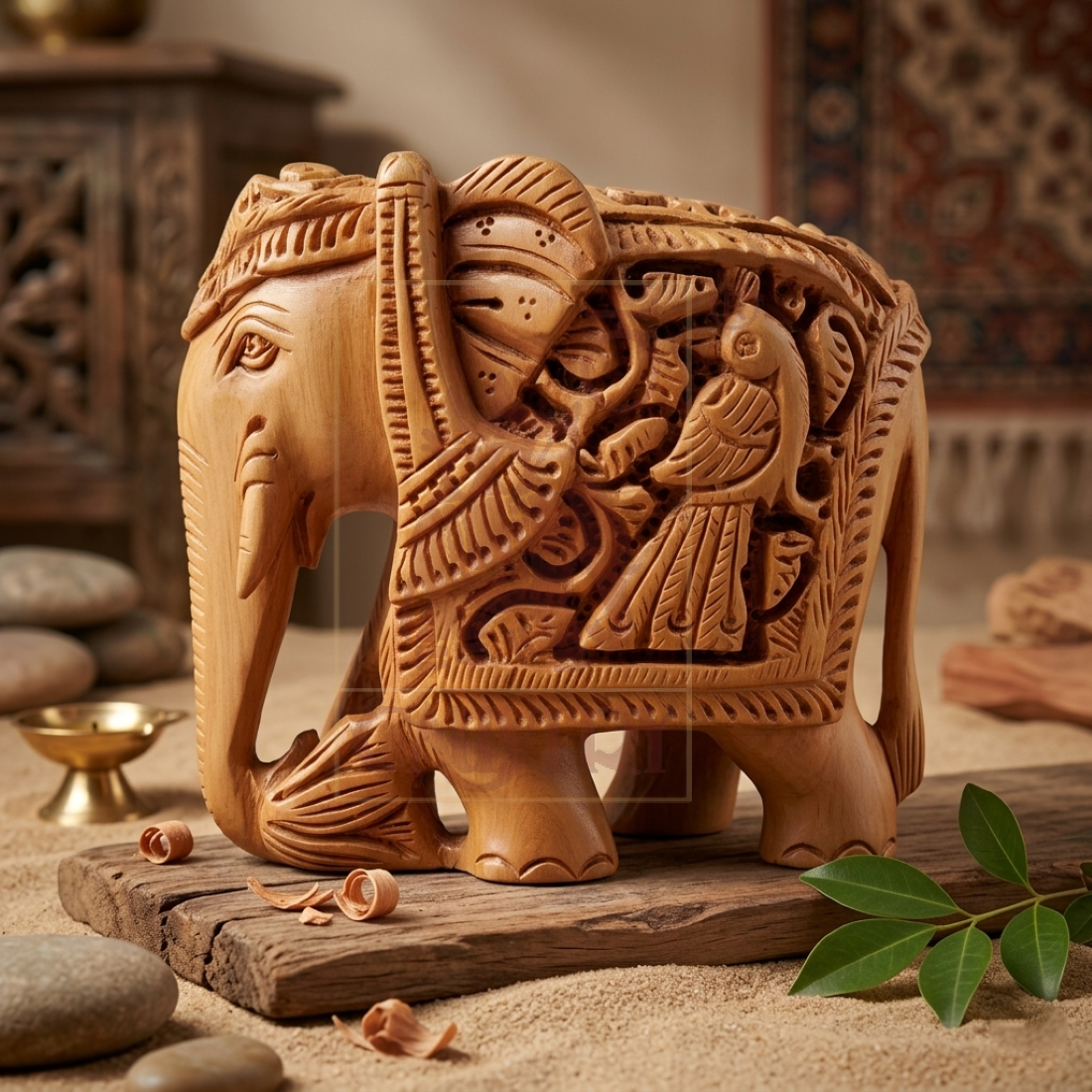 Sandalwood Elephant Special Carved 3"