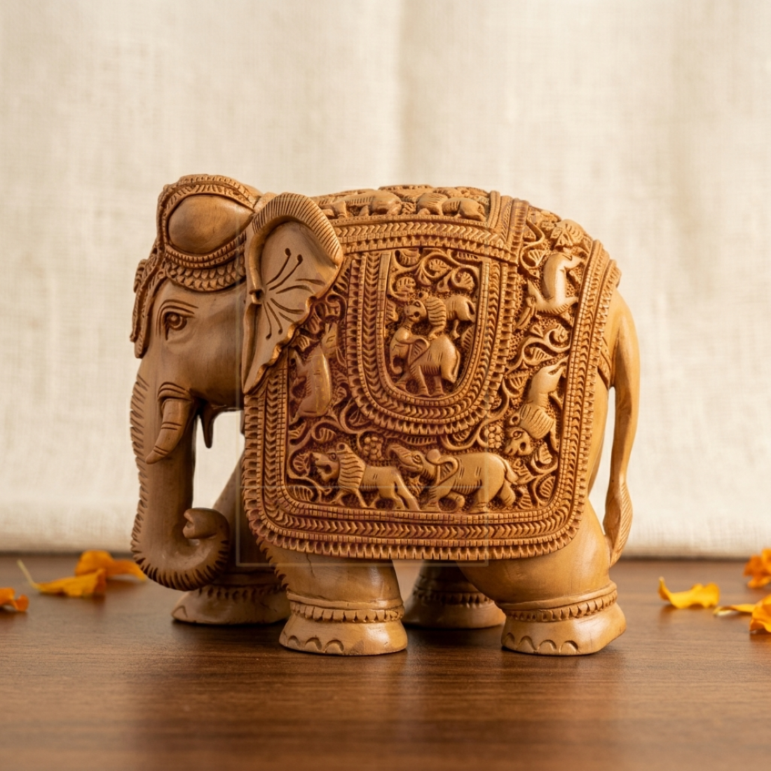 Sandalwood Carved Elephant 6"