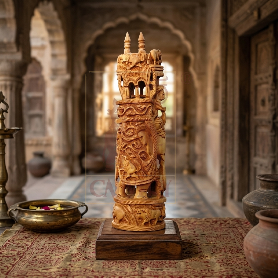 Sandalwood Special Carving Ambari 8"
