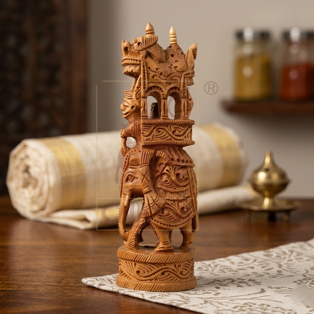 Sandalwood Special Carving Ambari 6"